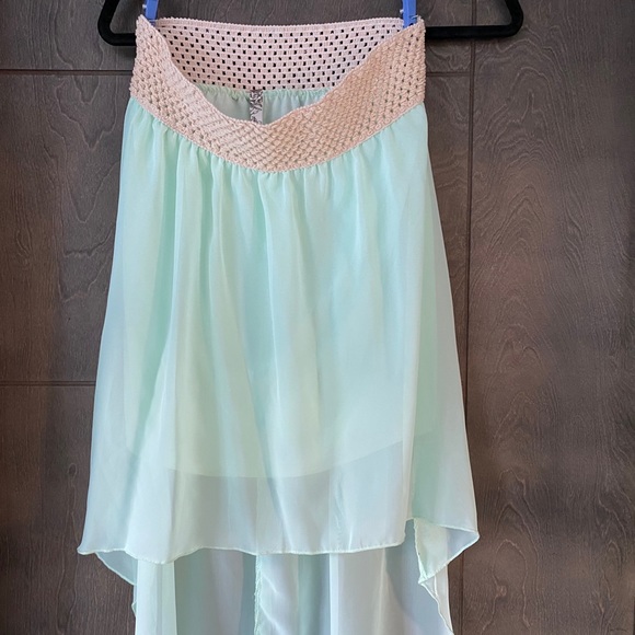 Bella D Mint High Low Crochet Detail Skirt - Picture 2 of 6